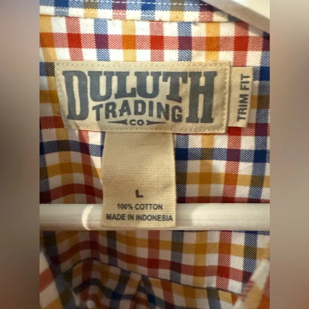 Duluth Trading Company Mens Multicolor Plaid Wrinklefighter Long Sleeve Shirt